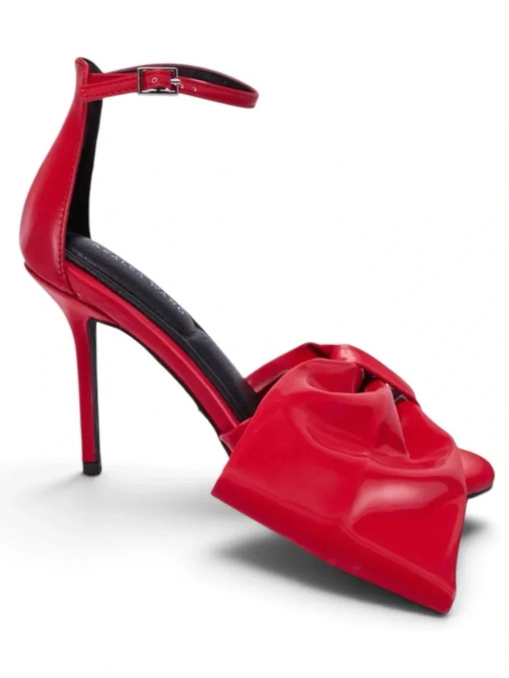 Azalea Wang Red Patent Knot Front Ankle-Strap Heels